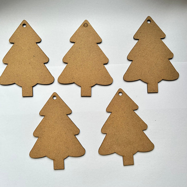 Christmas tree MDF cutout - Set of 5