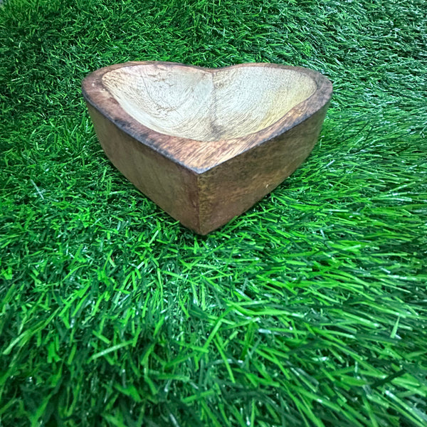 Wooden Candle Heart Bowl BIG