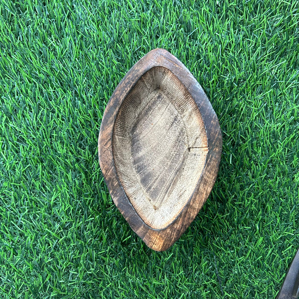 Wooden candle boat bowl 6”x4”
