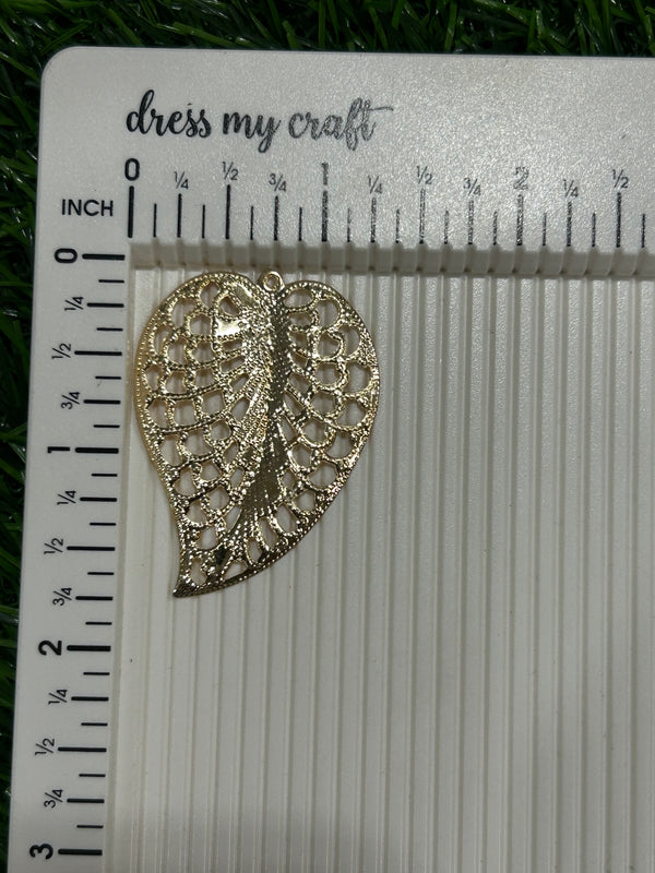 Metal Leaf Charm I - set of 10