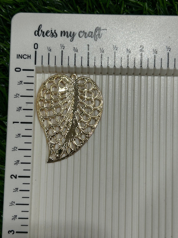 Metal Leaf Charm I - set of 10