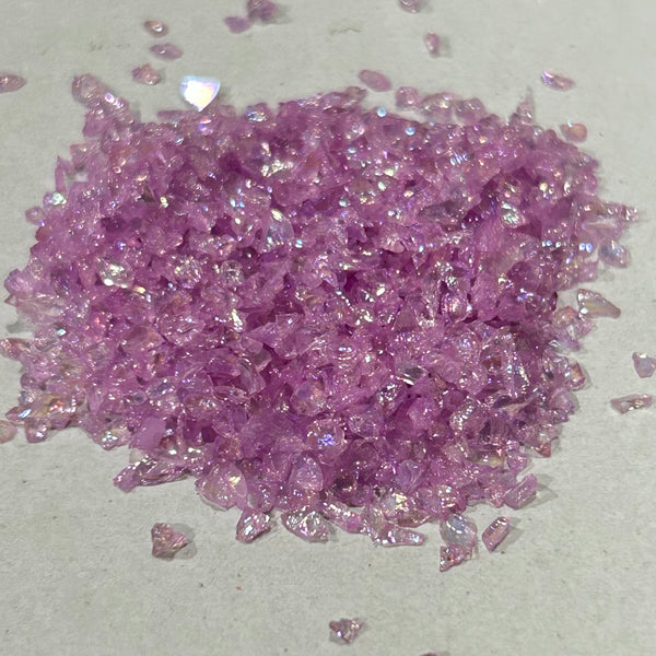 Shiny Rainbow Glass Granules - Pink