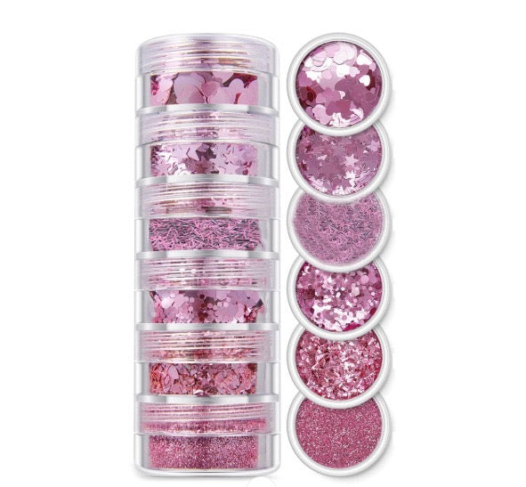 Glitter & Chunks - 6 in 1 - Pink