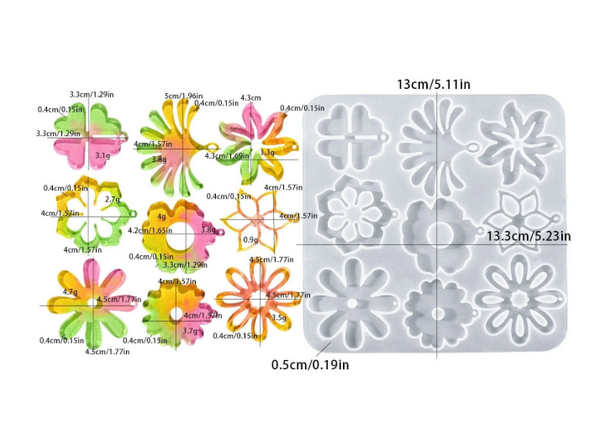 Earring , Keychain & Pendent Mould - 9 CVT Floral