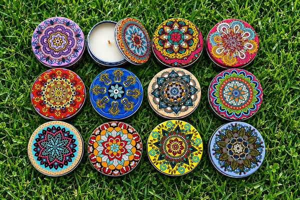 Mandala Pattern Candle Jar - Round