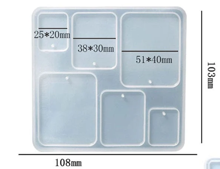Rectangle Keychain & Jewellery Mould - 6 CVT
